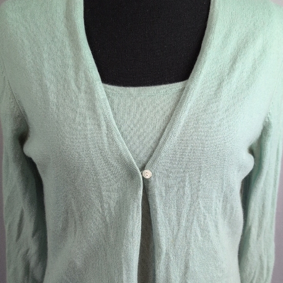 Ann Taylor Cashmere Mint Green Cardigan Sweater Set. - Picture 4 of 11